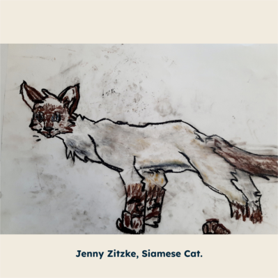 Jenny Zitzke, Siamese Cat, Pastel and charcoal.